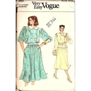 Very Easy Vogue 8894 Misses 8 to 12 Top and Skirt Vintage Uncut Sewing Pattern